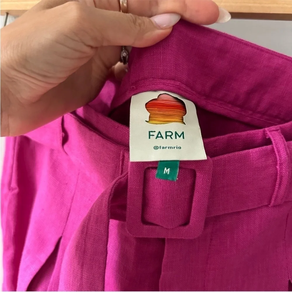 NWOT FARM Rio Pink Belt Linen Pants